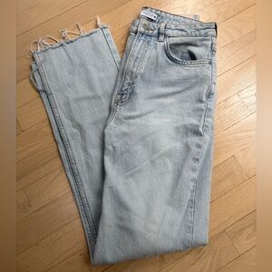 Zara Light Blue Distressed Hem Jeans